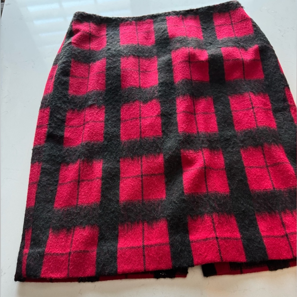 Talbots Red and Black Plaid Pencil Skirt
